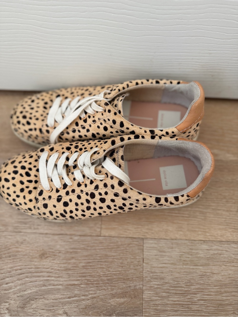 Dolce Vita Cheetah-Print Lace-Up Sneakers in Tan and Black